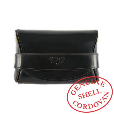 CORDOVAN STITCH-LESS PALM WALLET - Black