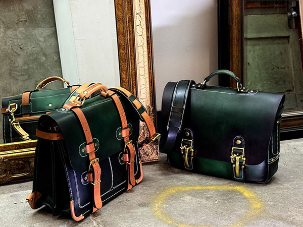 Business Briefcase and Heirloom Messenger in green 01