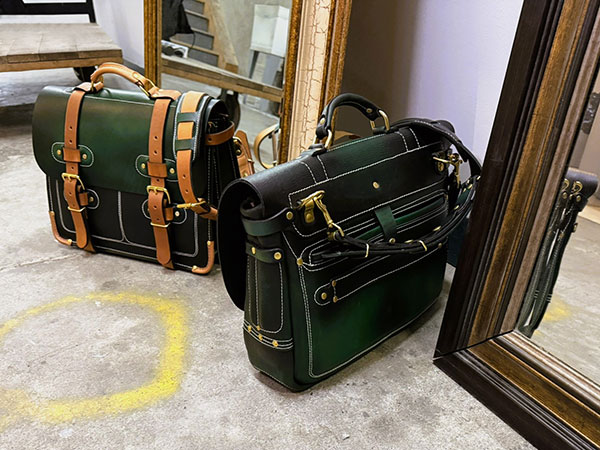 Business Briefcase and Heirloom Messenger in green 02